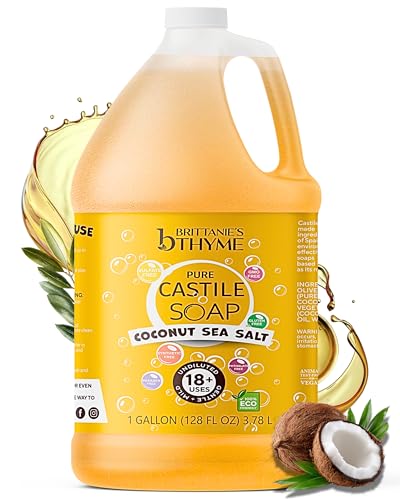 Castile Liquid Soap Refill with Coconut Sea Salt - 128 Fl Oz (Gallon) - Versatile Natural Cleaner