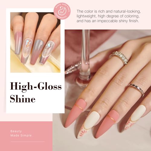 Dip Powder Nail Kit with 20 Colors & Accessories - Nude Pink Glitter Auburn Variation