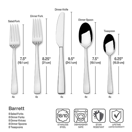 Mikasa Barrett 45-Piece Stainless Steel Flatware Set Service for 8