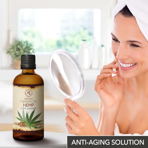 Cold Pressed Hemp Seed Oil for Skin Hair Nails Face Body - Natural Carrier Oil - 3.4 Fl Oz