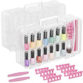 Lifewit Nail Polish Organizer Case for 36 Bottles with 8 Adjustable Sections, Portable Sturdy Gel Nail Polish Storage Holder with 4 Nail Separators, Clear, 33 ¡¿ 8 ¡¿ 20 cm/13 x 3 x 8 inch, 2 Pack