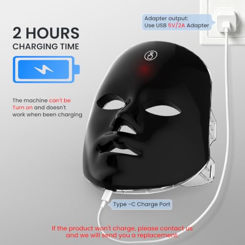 SUERBEATY Red Light Therapy Face Mask with 90 LEDs & 7 Modes