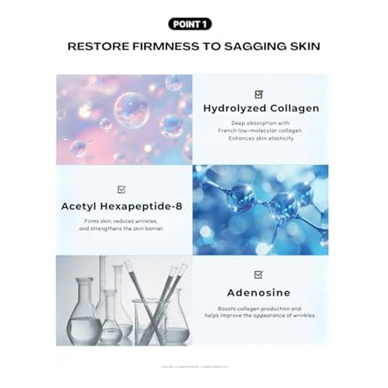 In Your Heart Collagen Lifting Ampoule 1.69 fl oz Anti-Aging Serum with French Hydrolyzed Collagen, Acetyl Hexapeptide-8, Adenosine, and Hyaluronic Acid for Skin Firming and Deep Hydration