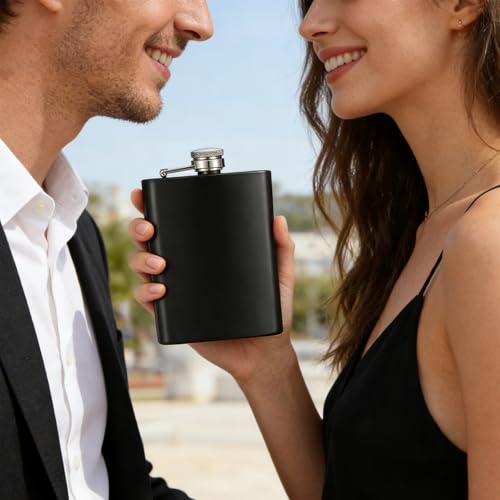 30 Pcs Stainless Steel Liquor Flasks Set with Funnels Leak Proof Black
