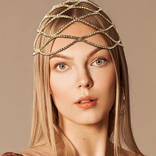 Vijiv 1920s Flapper Headpiece for Women Roaring 20s Gatsby Wedding Hair Accessory - Gold