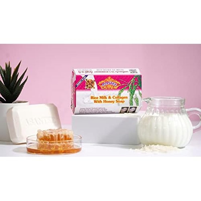 ASANTEE Rice Milk with Collagen and Honey Soap - Luxurious Body Soap 125 g. for Soft, Clear, and Radiant Skin - Scent Long-Lasting (Pack of 1)