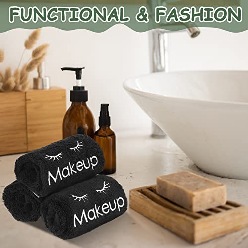 Shimeyao 13x13 Inch Black Makeup Towels Bulk Reusable Makeup Washcloths for Face Facial Remover Washcloths Absorbent Cotton Towel for Salon Spa Women Skin Care(6 Pcs,Classic)