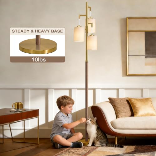 Wood Chestnut Dimmable Floor Lamp 70 Inch Tall Living Room Standing Light