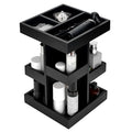 Cologne Organizer for Men, 3-Tier Wood Perfume Stand with Rotating Drawer, Large Capacity Storage for Desk Nightstand (Black)