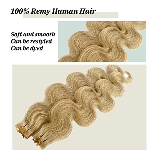 18" Tape in Hair Extensions Remy Platinum Blonde 20pcs/40grams