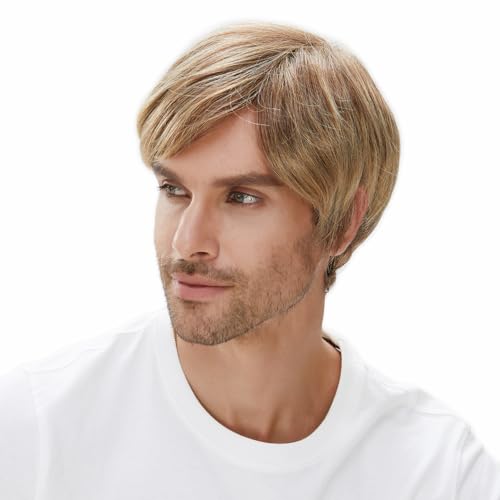 STfantasy Ombre Brown Men’s Wig 12in - Straight Layered Short Hair for Cosplay
