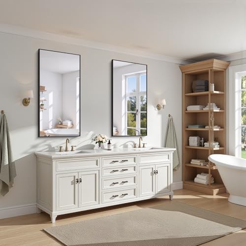KOCUUY Black Bathroom Mirror 24x48 Inch Rectangle Wall Mirror for Over Sink, Modern Decor
