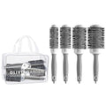 Olivia Garden Ceramic Ion Round Thermal Hair Brush - 4-Piece White/Grey