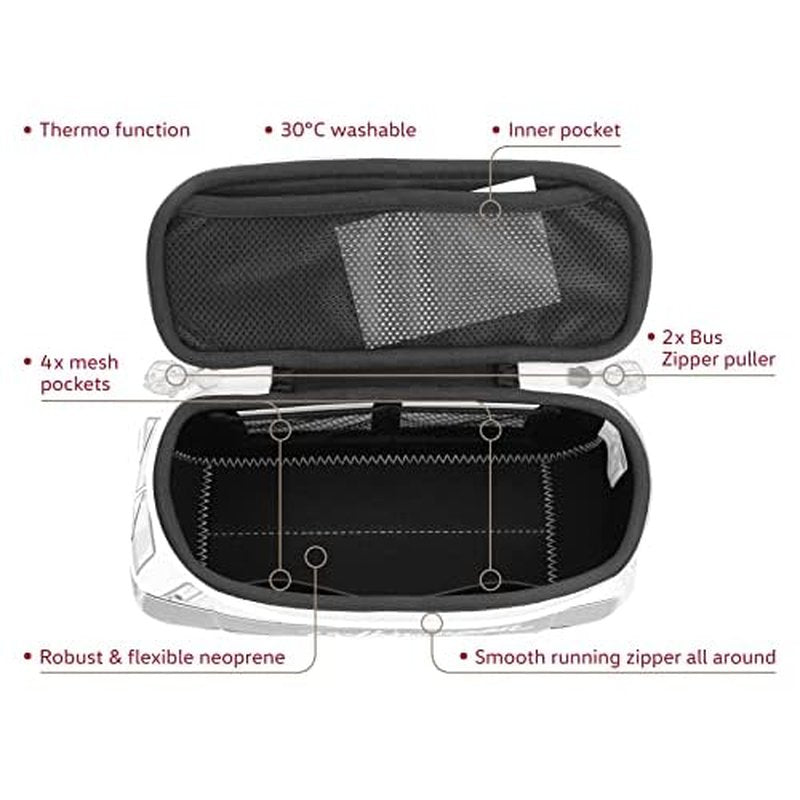 BRISA VW Collection - Volkswagen Neoprene Universal Makeup Cosmetics Toiletry Travel Pharmacy Bag in T1 Bus Design (Petrol/Brown) (Small (9.1 x 4.3 x 3.1 inches))