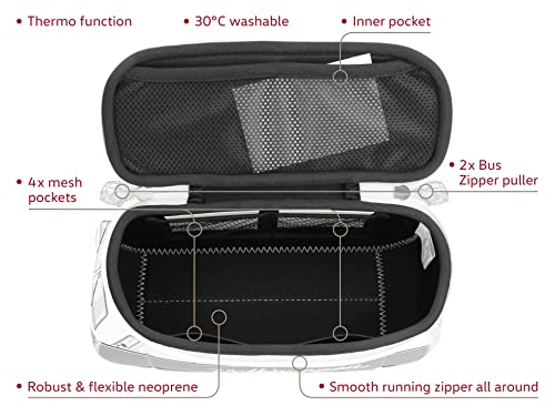 BRISA VW T1 Bus Camper Small Toiletry Cosmetic Bag - Dark Blue, 9.1 x 4.3 x 3.1 Inches