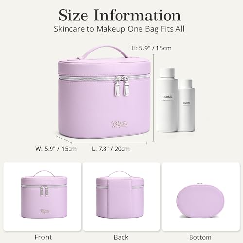 Purple Vegan Leather Makeup Bag Vanity Case, Women’s Travel Cosmetic Organizer