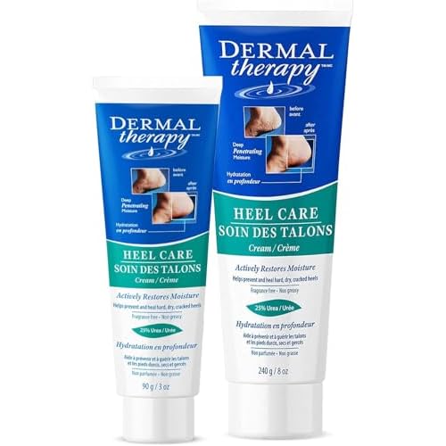 Dermal Therapy Heel Care Cream - Moisturizing Treatment that Repairs and Heals Dry, Rough, Cracked Heels and Feet | 25% Urea and 6% Alpha Hydroxy Acids (3oz+8oz Bundle)