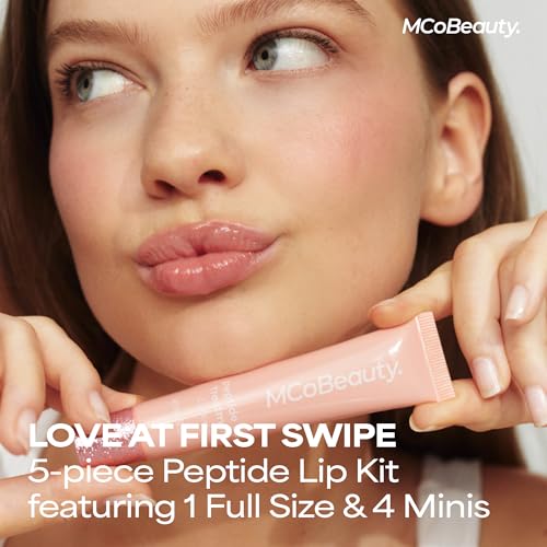 MCoBeauty Sweetheart Peptide Lip Treatment Set - Peptide Lip Gloss Balm & Tint Kit - Juicy Lip Glaze Gift Set with Peptides & Shea Butter for Dry Lips, Sugary-Sweet Scents, Cruelty Free Lip Care