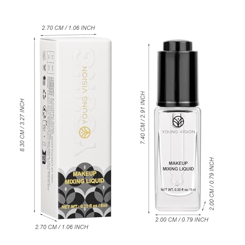 YOUNG VISION Makeup Mixing Liquid, Eyeshadow/Foundation Mixing Medium Makeup, Eyeliner Sealer, Pigment Enhancer, Durability Waterproof Transparent Make up Fixer Liquid Drops, 9ml/0.3 fl oz