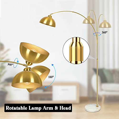 GoBright White 73-Inch Arc Floor Lamp with Adjustable Height & Marble Base
