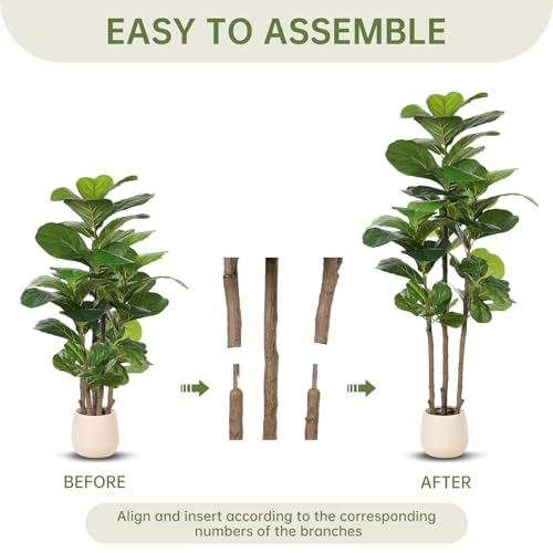 5ft Artificial Fiddle Leaf Fig Tree with White Planter - Lifelike Home Decor