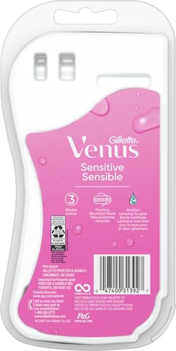 Gillette Venus Sensitive Disposable Razors for Women Pink & White 6-Count Pack of 2