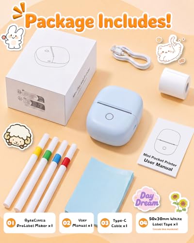 Kids Temporary Tattoo Printer with AI Custom Stickers - Wireless, Inkless, Washable, Blue
