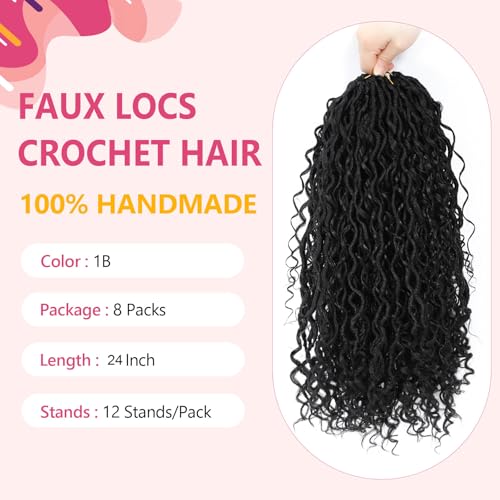 24 Inch Boho Goddess Locs Crochet Hair - 1B# Variation of THIS Listing (Pack of 8)