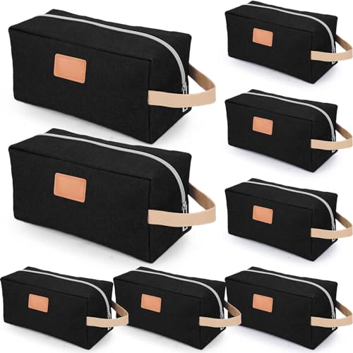 Travel Toiletry Bag Set - 8 Black Waterproof Organizer Bags for Men & Groomsmen