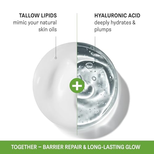 Beef Tallow for Face and Skin - Grass Fed Tallow and Honey Balm, Face Moisturizer with Liposomal Hyaluronic Acid - Day and Night Cream for Dry Sensitive Skin, Glass Jar 2.25 oz