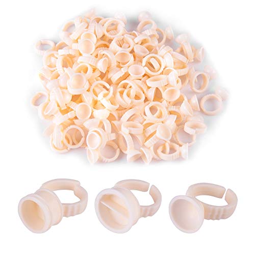 HURRISE 100pcs Cup Rings, Silicone Semi-Permanent Rings, Nail Art Adhesive Glue Holders, Palette for Eyelash Extension, Nail Art, (L)
