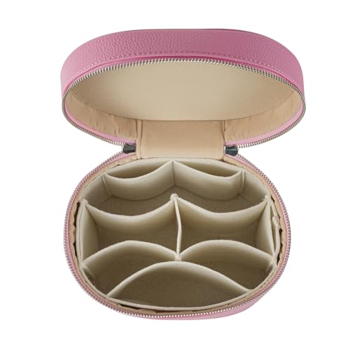Pink Makeup Bag Vanity Case with Divider & Handle - Waterproof PU Leather Portable Cosmetic Organizer