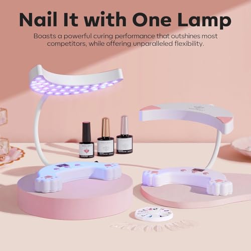 modelones UV LED Nail Lamp, Gooseneck UV Light for Gel Nails, 48 W Nail Light for Gel Polish with 3 Timers and LCD Display, LED Lamp for Fast Curing Gifts for Women Girls