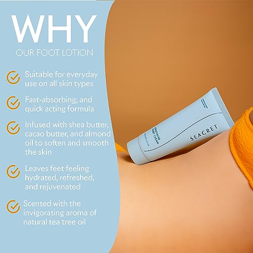 SEACRET Minerals Foot Cream, Enriched with Shea Butter, Tea Tree Oil and Dead Sea Minerals, 3.4 Fl Oz / 100 ml