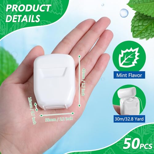 Dental Floss Bulk Pack - 50 White Boxes Mint Waxed Floss for Wedding Guests