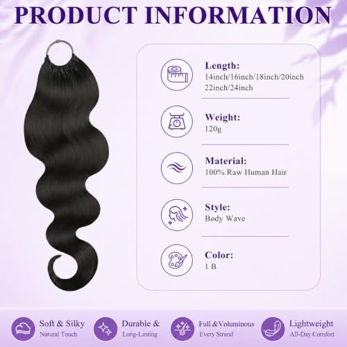 20 Inch Natural Black Feather Crochet Human Hair Body Wave - 120g