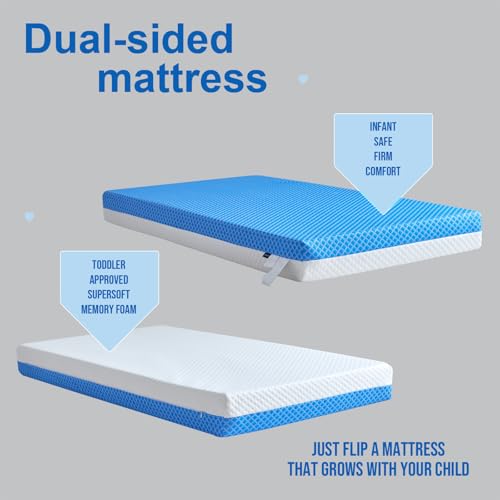 Baby Crib Mattress with Gel Memory Foam & Removable Cover - 52 x 28 inches