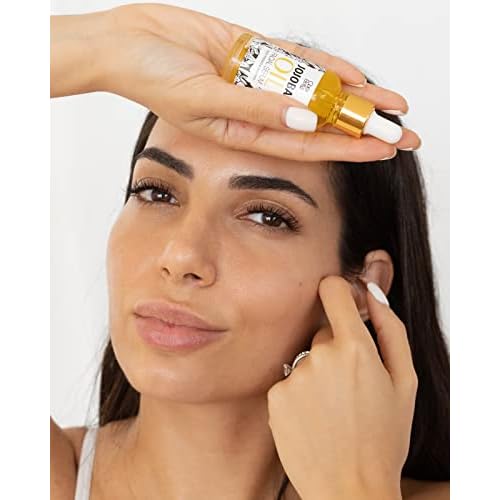 Organic Jojoba Oil Face Serum, Anti Aging Serum, Wrinkle Reduction, ?Vitamin E, Skincare Facial Serum Reduces Dry Skin, Acne Scars, Pimples, Rosacea, Eczema Psoriasis, Seborrheic Dermatitis
