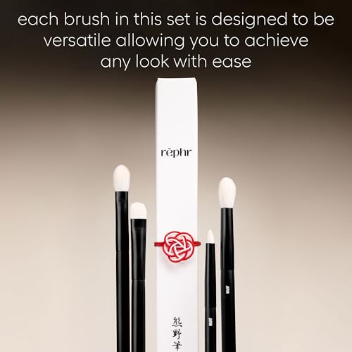rephr The Core Eye Set ? 4 Natural Goat Hair Makeup Brushes for Blending, Shading, Detail & Crease, Handmade in Kumano, Japan