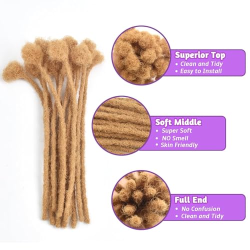 Honey Blonde Human Hair Dreadlock Extensions 8 Inch - Full Head Style