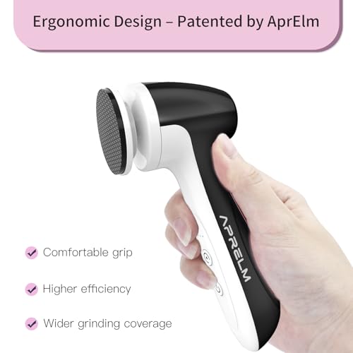 Rechargeable Electric Foot Callus Remover with 3 Glass Grinding Heads, Professional 1000RPM 3-Speed Control Electric Foot File (E7 Black Glass Version)