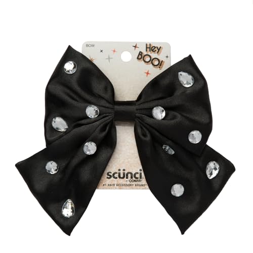 Scunci by Conair Bow Barrette w/Gem Stones - hair accessories - hair accessories for women - Holiday - Black bow - Black hair bows