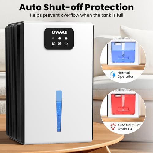 Dehumidifier for Home with Auto Shutoff Sleep Mode - 1000 Sq Ft - White