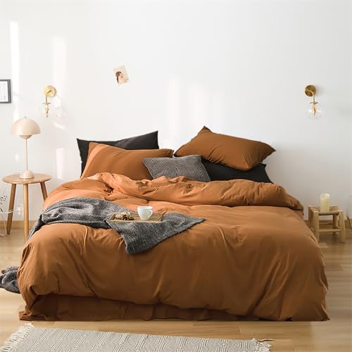 Pumpkin Color Queen Comforter Set - Rust Microfiber Bedding with Pillowcases