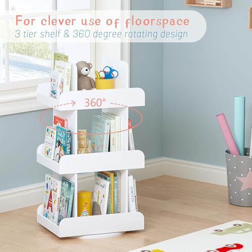 Kids Rotating Bookshelf Tower - Spinny Bookcase for Toddlers & Storage
