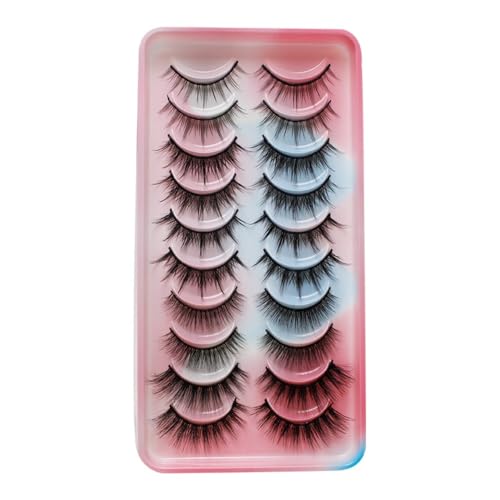 False Eyelashes, Natural lashes Wispy Mink Lashes Fluffy Eye Lashes,Mink Lashes,Lash Strips that Look Like Extensions 10 Pairs Pack