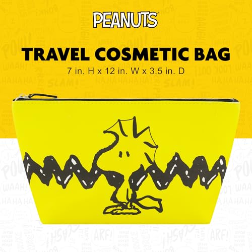 Concept One Peanuts Woodstock Travel Makeup Bag Yellow Trapezoid Cosmetic Organizer for Women