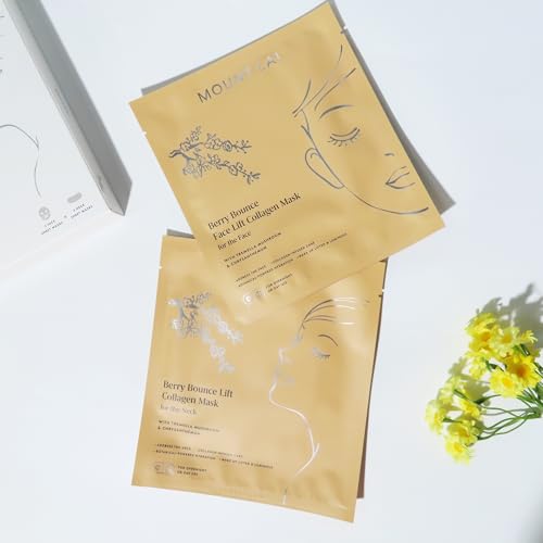 Mount Lai Berry Bounce Overnight Face and Neck Lifting Collagen Mask - 4 Pack with Hyaluronic Acid, Tremella Mushroom & Goji Berry for Plump, Firm Skin Appearance from Face to Decolletage