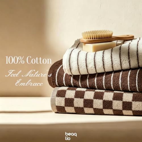 Brown Cotton Hand Towel Set - 3 Pieces, Soft & Absorbent Bathroom Towels