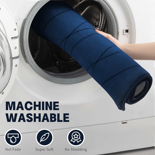 YIHOUSE 5-Piece Bathroom Rugs Set Memory Foam Bath Mat Navy Blue Dark Blue 3'10" x 1'8"